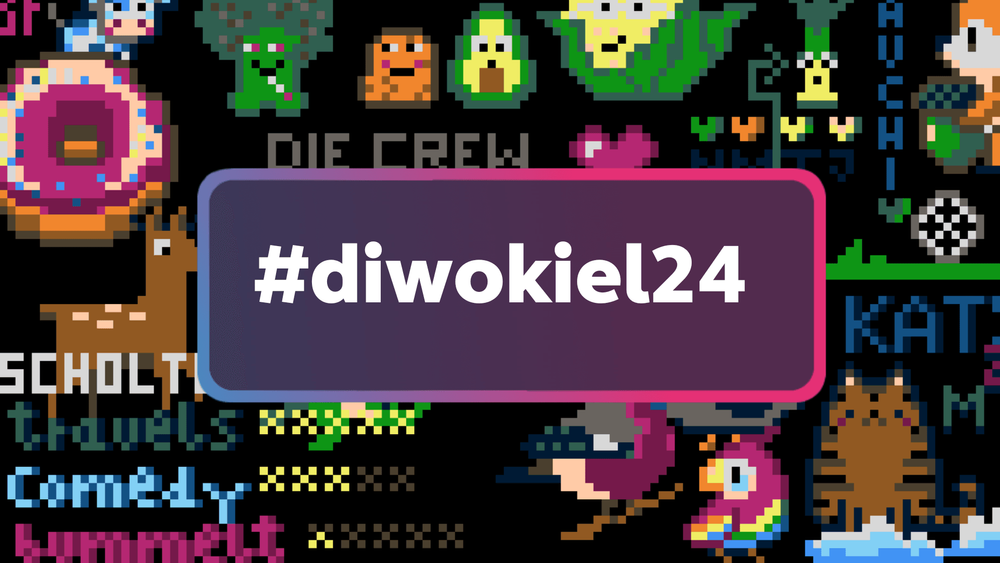 #diwokiel24-Pixelbild Logo der diwokiel 24 im Hintergrund ist das diwokiel Pixelbild aus 2023zu sehen